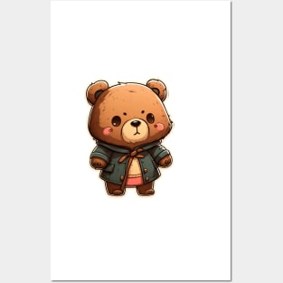 Cute Bear Cartoon Adventurer Adorable Kawaii Animal Posters and Art